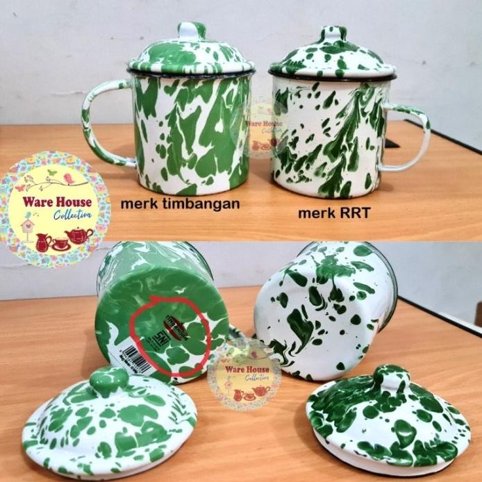 Promomax Cangkir Mug Gelas Lurik Burik Blirik Enamel Seng Kaleng Jadul Kuno