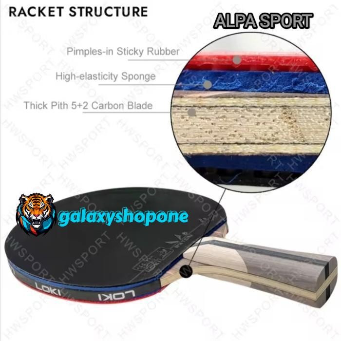 BET BAT PINGPONG LOKI 7 STAR ORIGINAL CARBON WANG HAO KUALITAS PRODUK TERBAIK