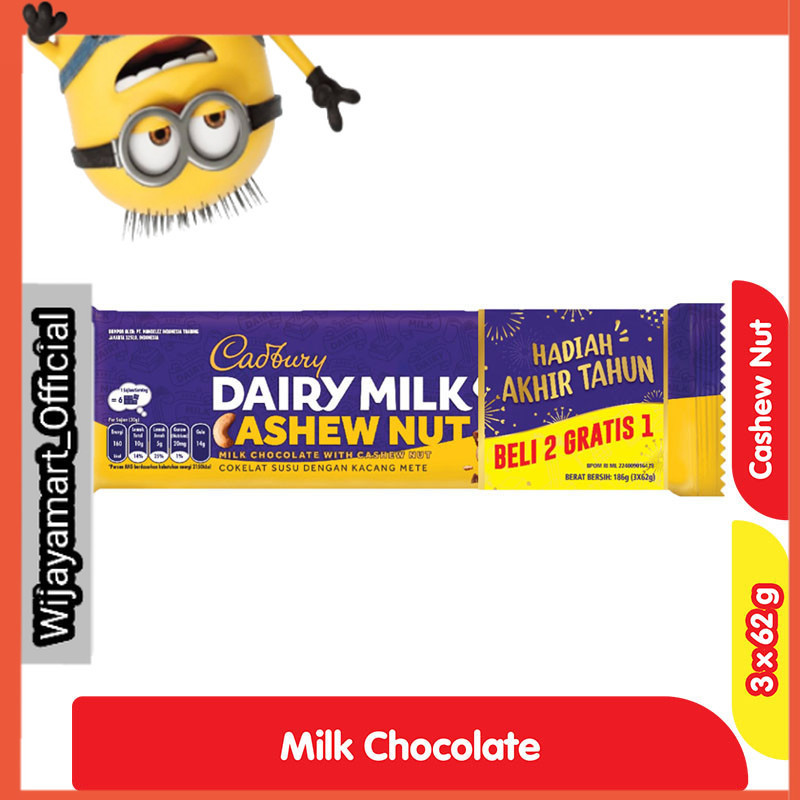 

Cadbury Dairy Milk Cokelat Batang Kacang Cashew 3 x 62 g