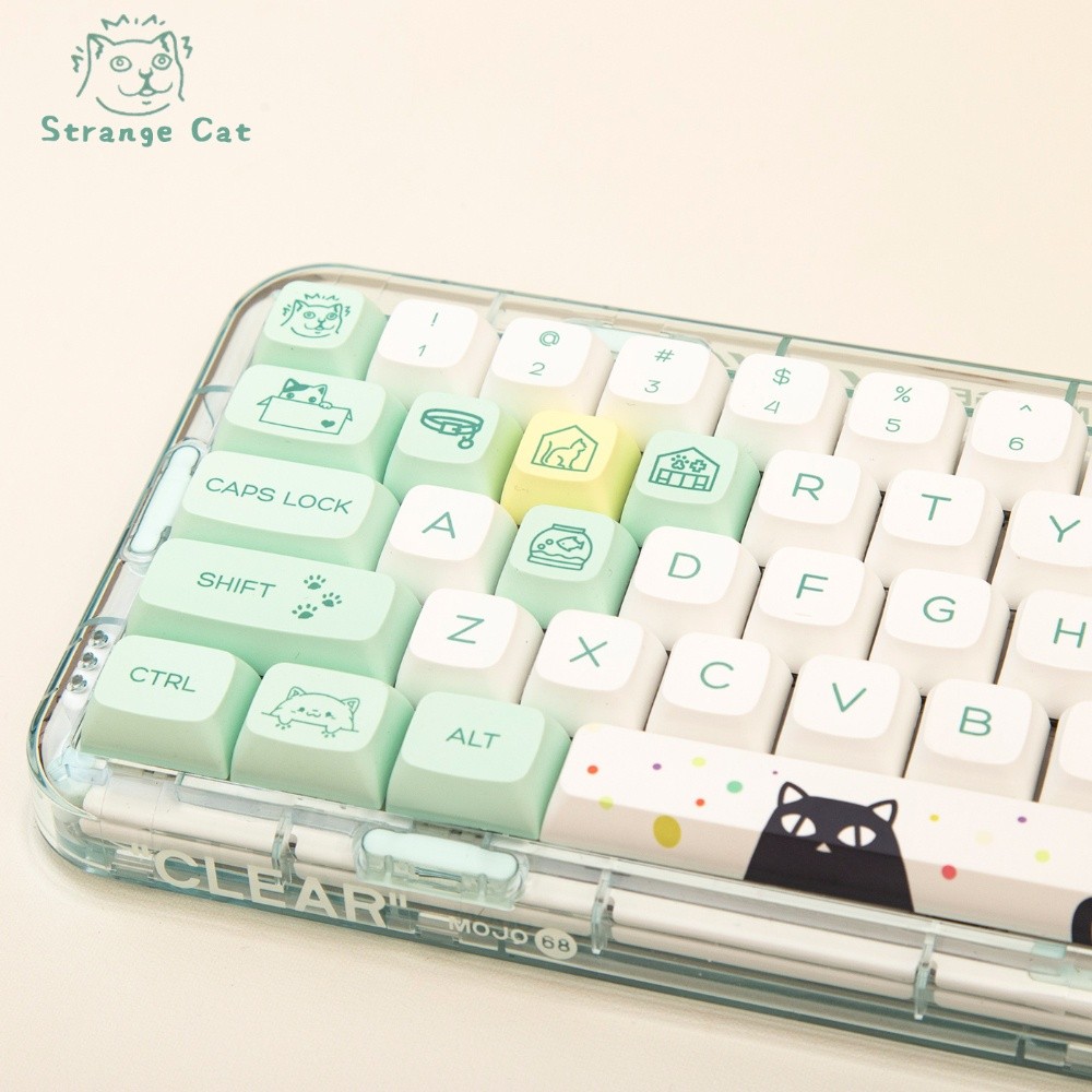Keycaps Cat Aneh Profil XDA 131Keys PBT Dye-Sublimation Kompatibel RK61 RK71 61/71/84/108 Keys Mecha