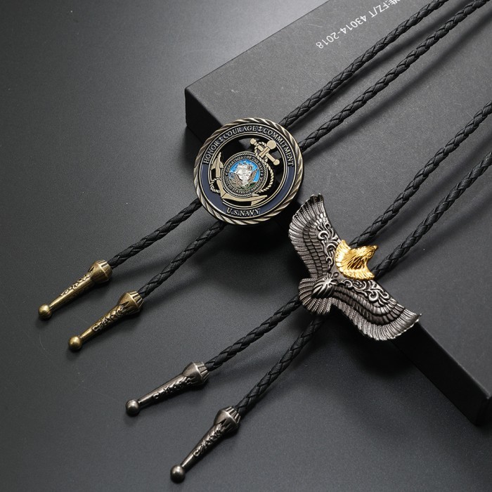 Ready Kalung kulit bolo tie pria wanita necklace cowboy vintage pendant