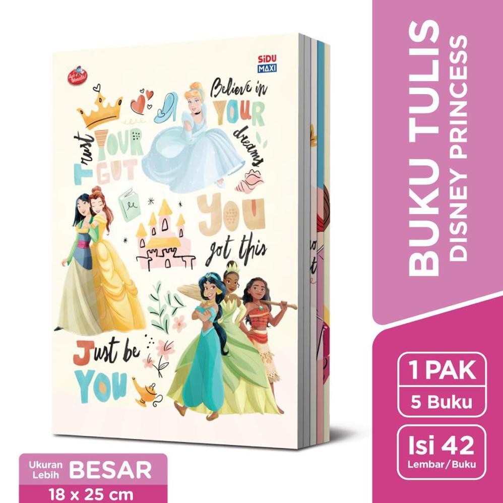 

gfd-12 SiDU Maxi Buku Tulis Disney Princess 42 Lembar - 5 buku Premium