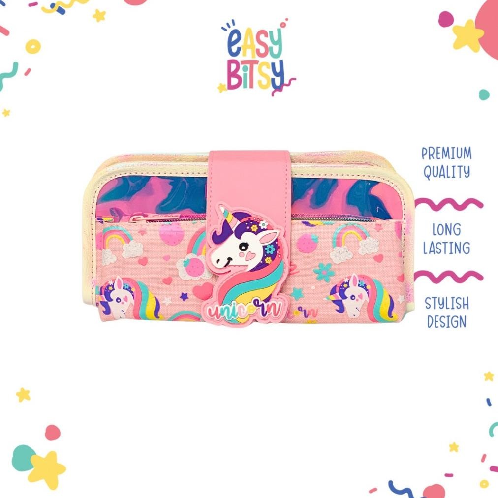 

ter-98 Easybitsy Tempat Pensil 3 Lipat Pensil Case Anak Perempuan TK-SD Unicorn, Mermaid - Woody Terlaris