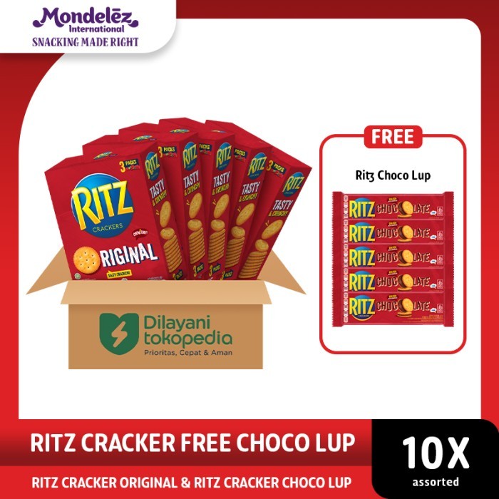 

DISKON Ritz Crackers Biskuit Krakers 300 gr 5 Packs - Free Ritz Crackes Choco Lup 5 Packs