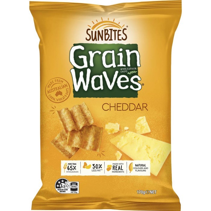 

PROMO SPECIAL Sunbites Grainwaves Wholegrain Chips Cheddar 170g - Australia