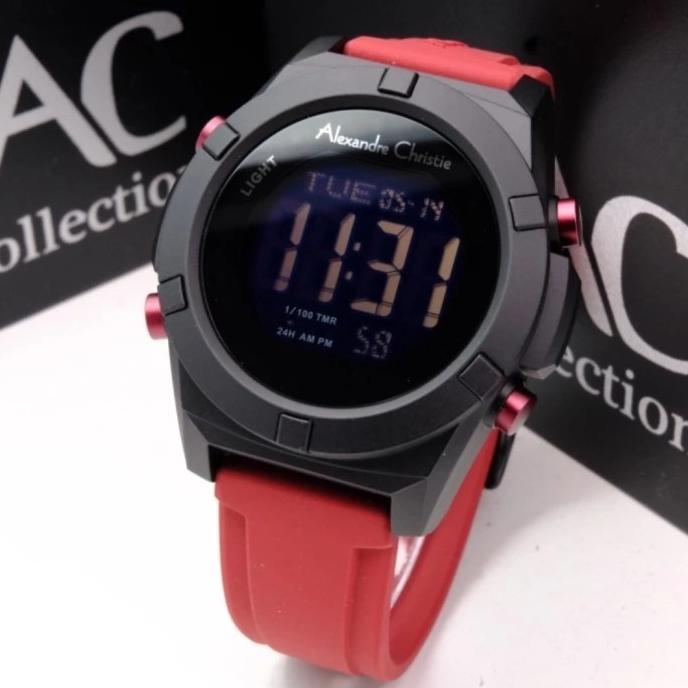 JAM TANGAN PRIA ALEXANDRE CHRISTIE AC9371 AC 9371 BLACK RED ORIGINAL