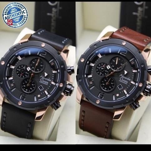 ALEXANDRE CHRISTIE AC6410 MC / AC 6410 MAN BROWN RG LEATHER JAM TANGAN