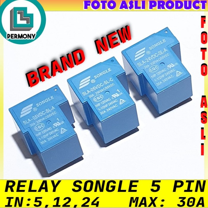 Relay 24V 30A 5Pin 5 Pin 24 Volt 30 Amper Songle Sla-24Vdc Sl-A 24V Dc