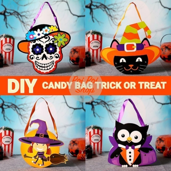 

] DIY Paperbag Tas Halloween Gift Hand Craft Motif Pumpkin Owl Ghost Kratif Unik Dekorasi Lucu