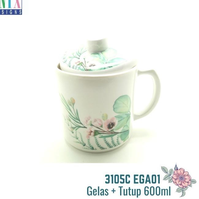 ] Gelas Mug Gagang + Tutup Jumbo Besar Melamin Onyx Minum Air Teh Kopi