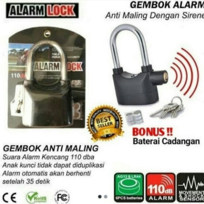 GBOK ALARAM ANTI MALING (GEMBOK ALARAM/KUNCI ALARAM MOTOR/ALARAM LOCK