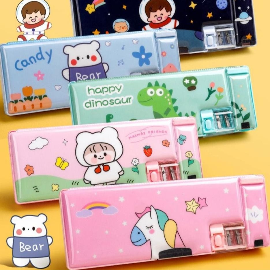 

fs-6 7s Kotak Pensil Pola Kartun Lapisan Ganda dan Tunggal dengan Rautan Kapasitas / Tempat Pensil Multifungsi Motif Unicorn / Dinosaurus / Astronot Untuk Anak Tk Sale
