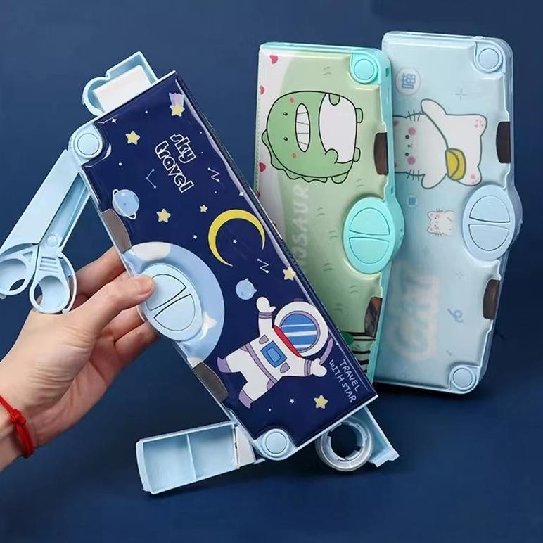 

jy-6 (COD) Kotak Pensil Multifungsi Lengkap Peruncing Gunting Isolasi Penghapus Penggaris Kotak Pensil Multifungsi Motif Unicorn / Dinosaurus / Astronot Untuk Anak Lengkap Peruncing Gunting Isolasi Penghapus Berkualitas