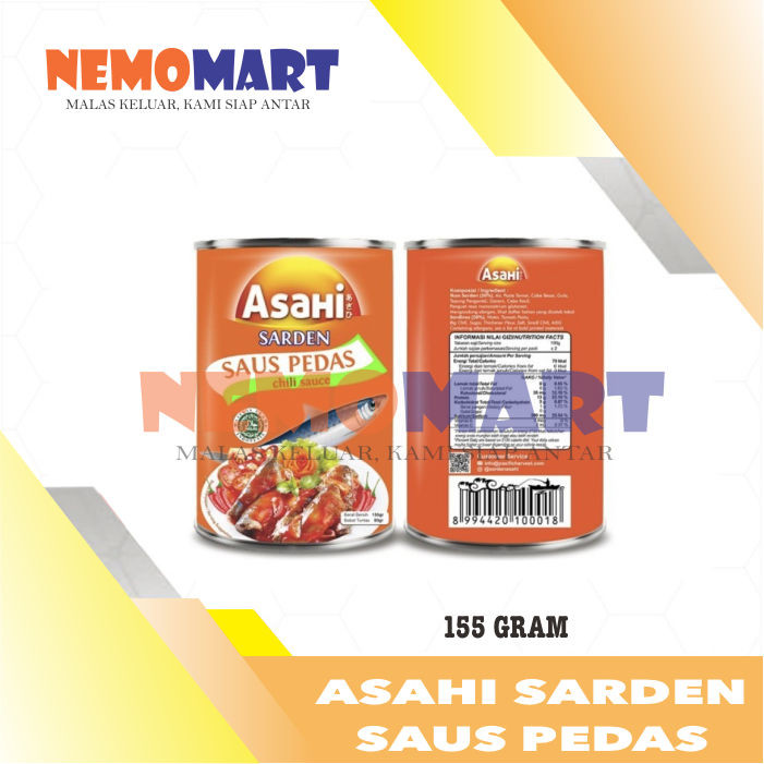 

SARDEN IKAN KALENG ASAHI SAUS PEDAS 155 GR G GRAM CHILI SAUCE 155G 155GR