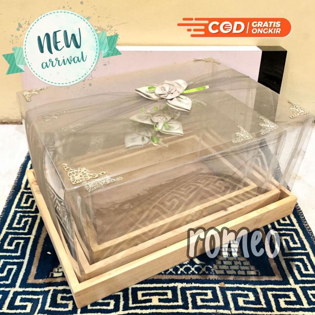

GTU-712 Kotak Seserahan Kayu 1 Set Isi 3 Kotak Tutup Mika Tebal Style Rustic Viral