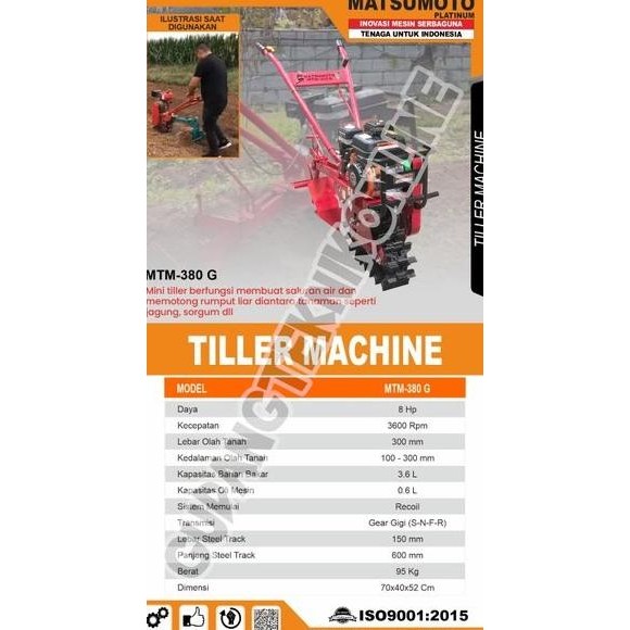 Mesin Traktor Mini Cultivator Mtm-380G Matsumoto / Mesin Bajak Sawah Basah Kering - Tiller Cultivato