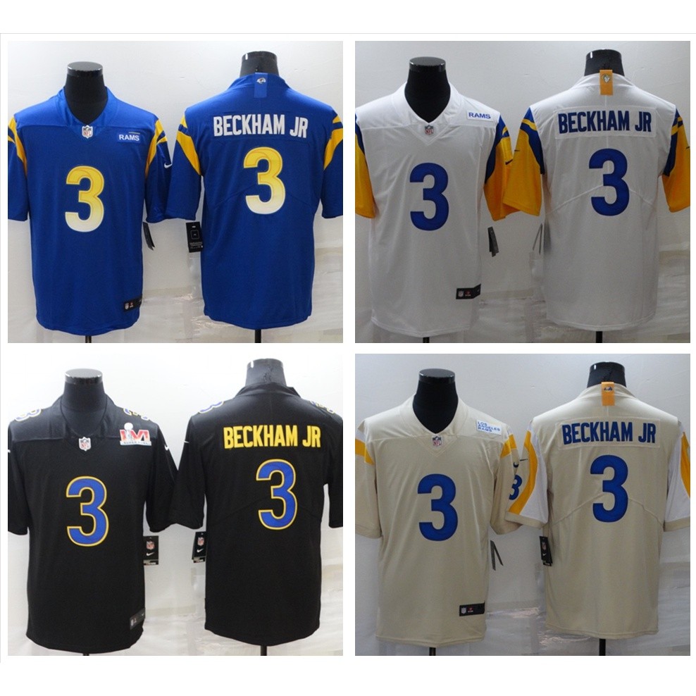 NFL Los Angeles Rams #3 Odell Beckham Jr Jersey Sepak Bola Biru Hitam Putih |06295052|