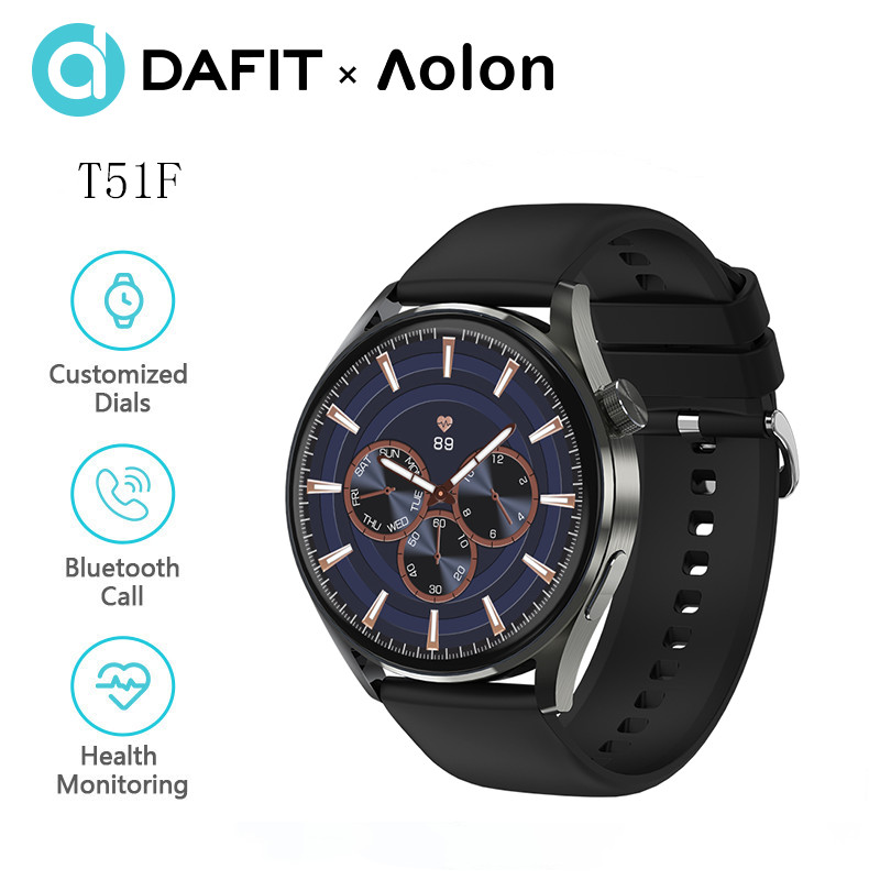 Dafit T51F Smartwatch Aolon BT calling HR monitor Red light SpO2 Voice assistant 100+watch face