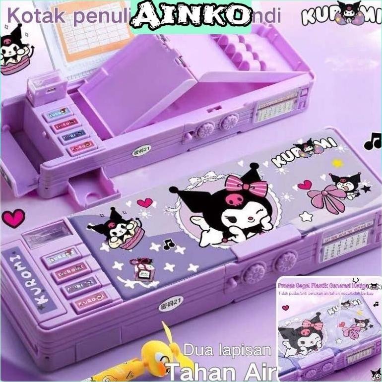 

eq-77 Kotak Pensil Bahan tahan air kuromi Tempat Pensil Password Multifungsi Lapis Ganda Berkapasitas Besar Lucu Termasuk Rautan Pensil kotak alat tulis Viral