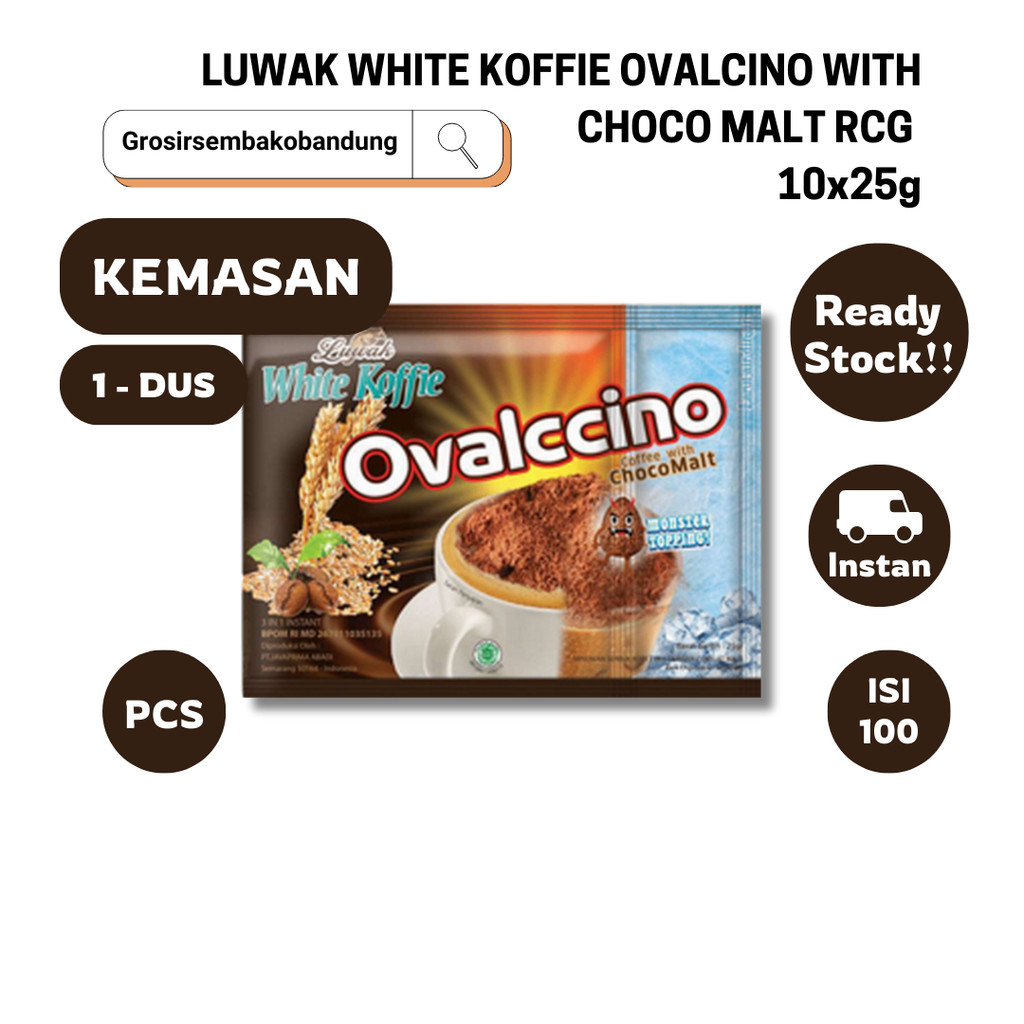 

LUWAK WHITE KOFFIE OVALCINO WITH CHOCO MALT RCG 10x25g - 1 Dus - Kota Bandung