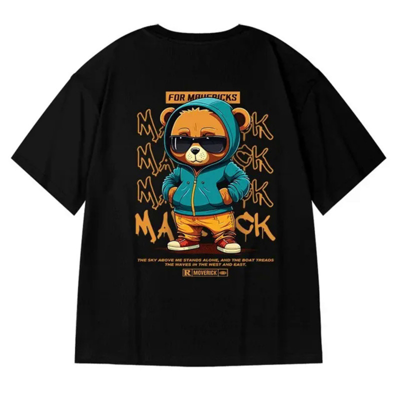 T Desain Grafis Kaos Lengan Pendek Streetwear Hip Hop Kaos Katun Pria