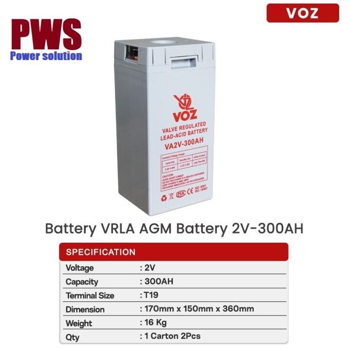 Aki Accu Baterai Battery Kering Voz 2v 300Ah