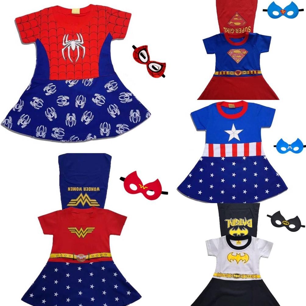 SDF Kostum anak perempuan superhero / dress superhero / kostum anak perempuan evengers / dress TERLA