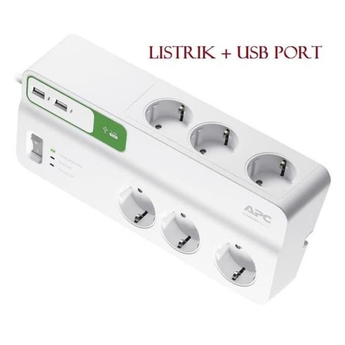 APC Surge Protector PM6UGR PM6U-GR 6 Soket colokan anti petir+Usb Port