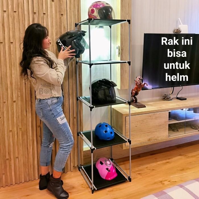 Rak Tas/Tempat Tas/Rak Helm/Tempat Helm/Rak Besi 5 Susun Nine Box