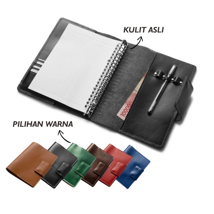 

Amberela Binder Kulit Asli A5 Agenda Ring Loose Leaf Warna Hitam - Phbd1011