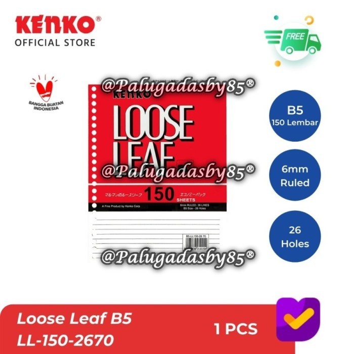 

Amberela - (1 Pak Isi 150 Lembar) Grosir Loose Leaf Kenko B5 150 / Kenko Loose Leaf B5-Ll 150 2670 /