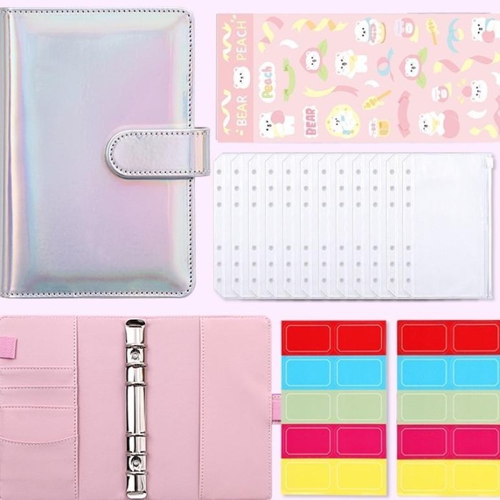

Amberela - Macoron Laser A6 Binder Notebook Set Planner Amplop Uang Kertas