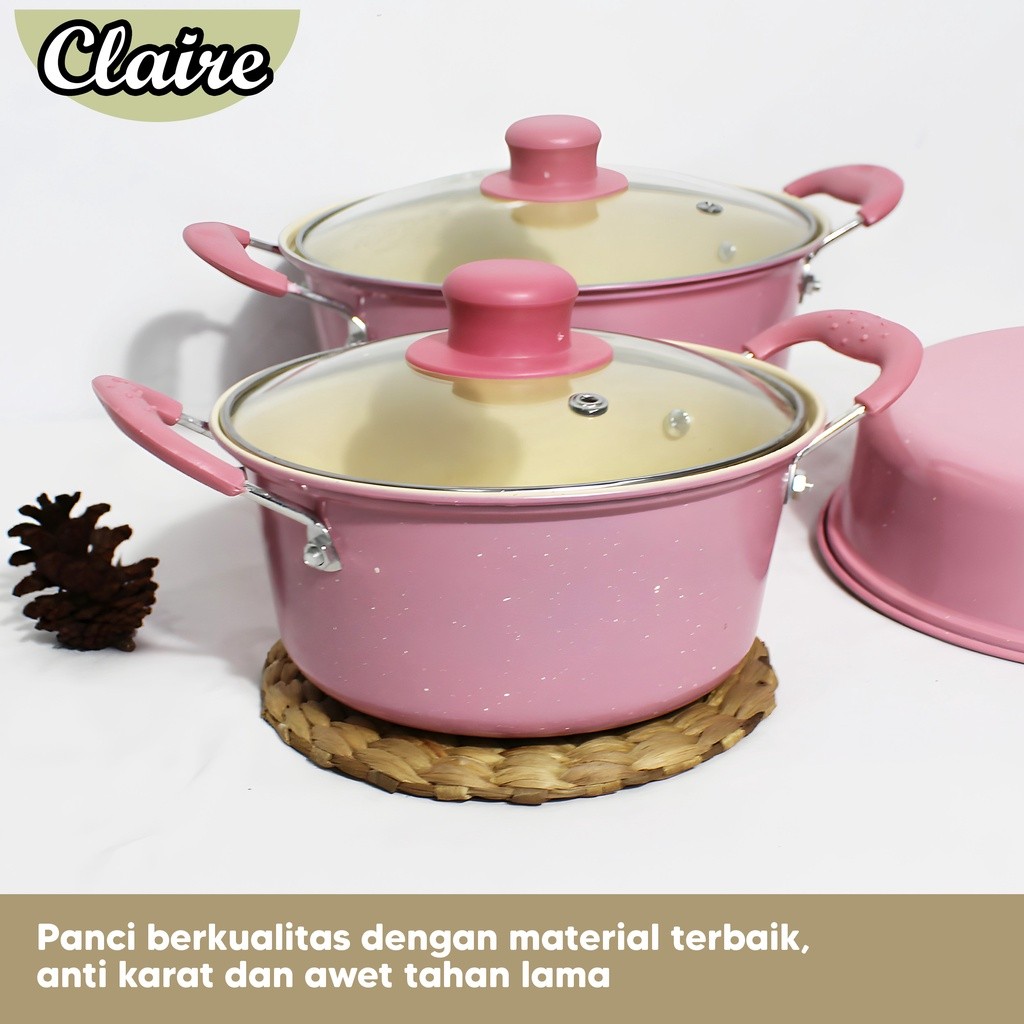 Panci Cooking 1 Set Enamel Alat Masak Pan Kukus Anti Lengket Setpanci Stainless Cookwere Mpasi Soup 