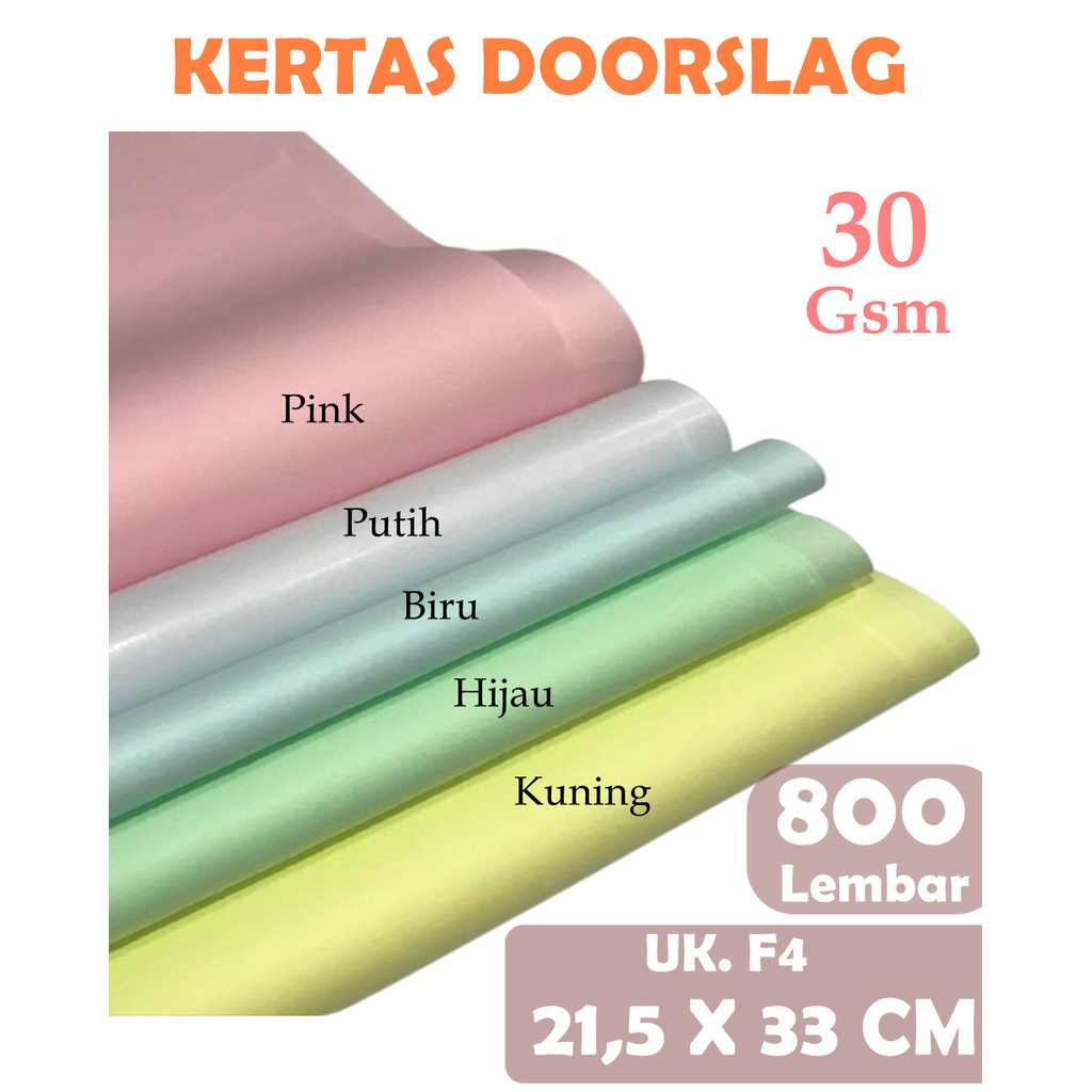 

KERTAS DOORSLAG / KERTAS BUNGKUS / KERTAS PEMBUNGKUS HAMPERS 30 GSM UKURAN F4 ( 21,5 X 33 CM ) , 800 LEMBAR