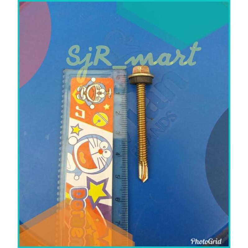 Baut Roofing 5 Cm 8 Mili Mm / Skrup Sekrup Baja Ringan Spandek Asbes