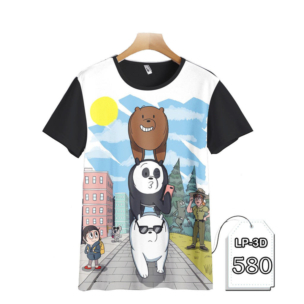 Baju We Bare Bears Baju Anak dan Dewasa Serial Kartun TV Animasi LP3D-580 Kaos Keren