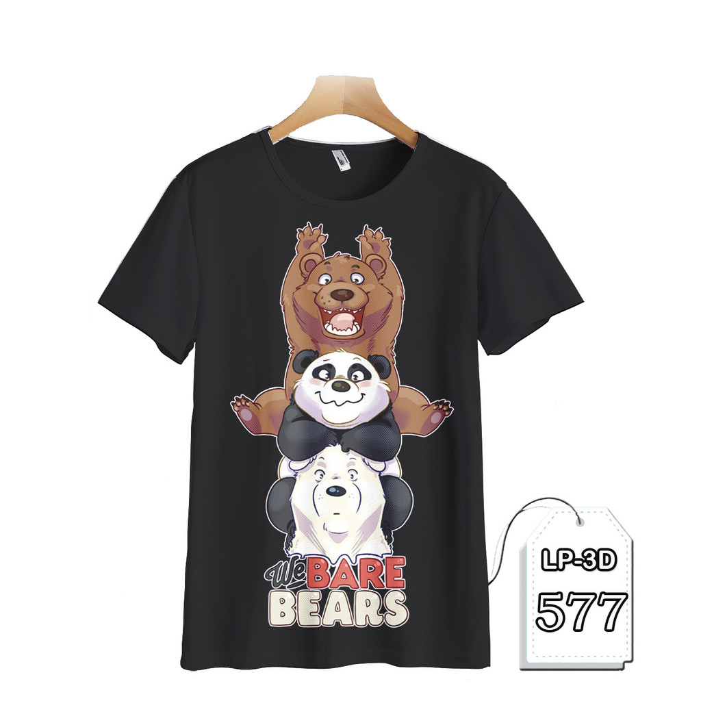 Baju We Bare Bears Baju Anak dan Dewasa Serial Kartun TV Animasi LP3D-577 Kaos Keren