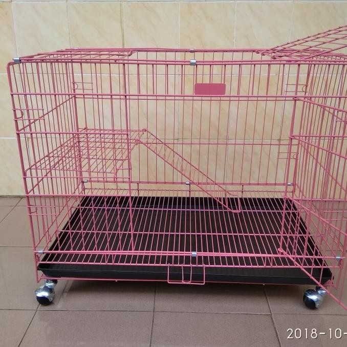 Kandang Kucing Lipat Tingkat Dengan Roda Ukuran 75