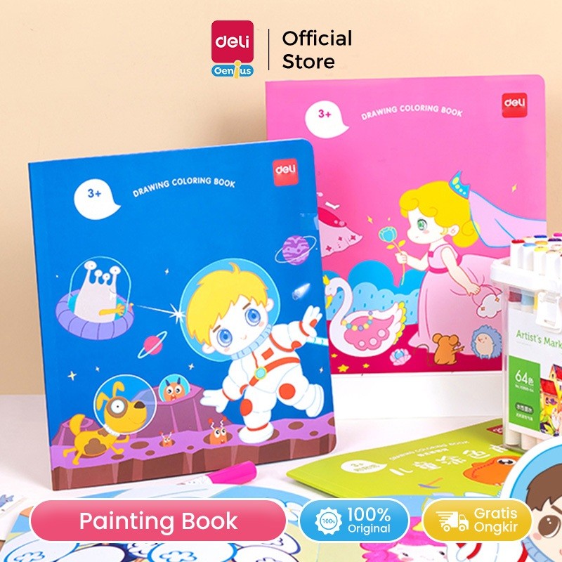 

Deli Children Coloring Book / Buku Mewarnai Anak Bahasa Mandarin 12 Lembar Gratis Sticker BE11X