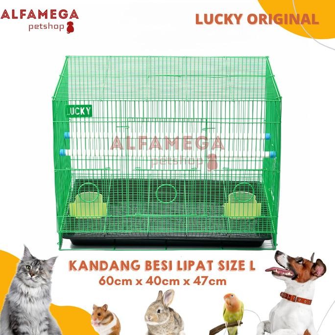 Kandang Umbaran Besi Lipat Size L 60X50X44 Burung Pleci Lovebird Lucky