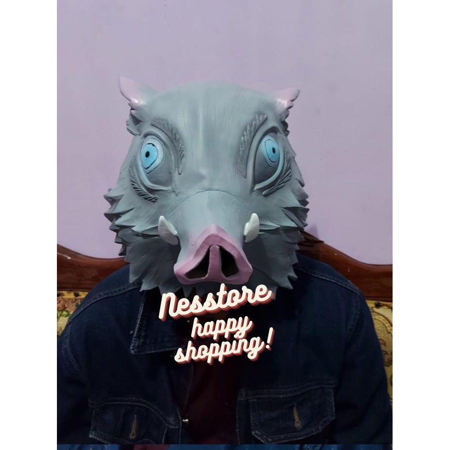 DFR Topeng Babi Hashibira Inosuke Pig Bahan Latex Untuk Kostum Halloween TERLARIS