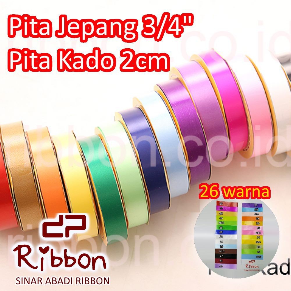 

Pita Kado 3/4" Plastik POLOS 2cm Pita Jepang 2 cm Kertas 18mm