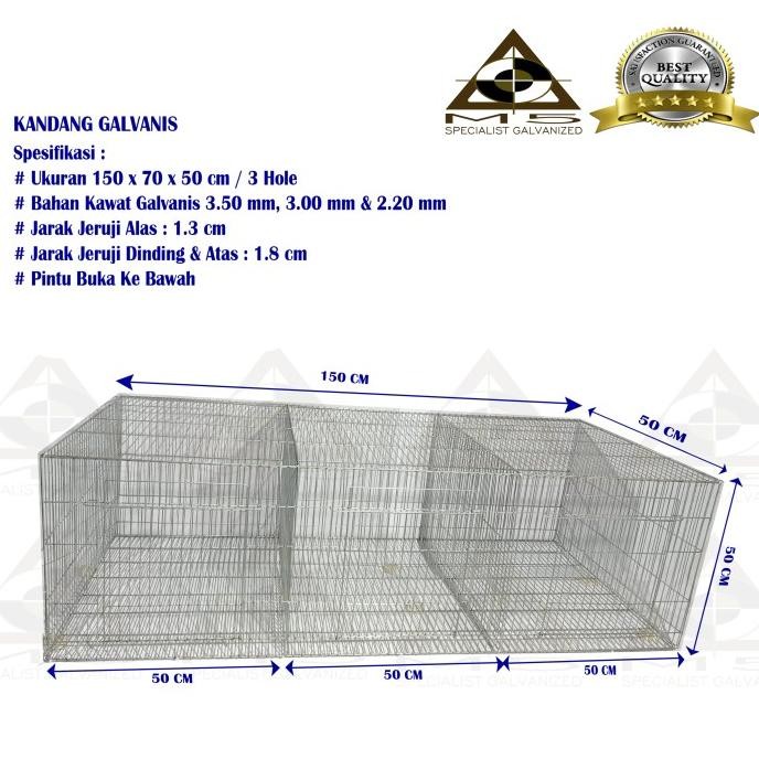 Kandang Galvanis 150.70.50/3Hole