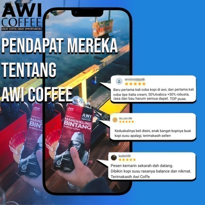 

Awi Coffee Kopi King Jantan Peaberry 250Gr Biji Arabica Roasted Biji