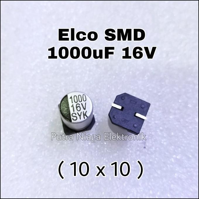Terbaru Elco SMD 1000uF 16V Alumunium 1000 uF 16Volt Aluminum Kapasitor 10x10 putr4n Buru Order