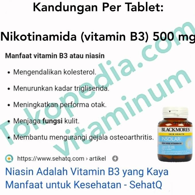 Blackmores Insolar 60 S. Vitamin B3 Dosis Tinggi. Sale Tabanistore