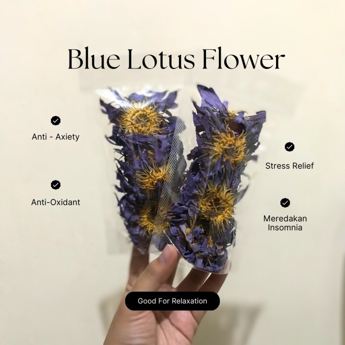 

Blue Lotus Flower Kering 100% Impor Premium QualiIty BULK SIZE / GROSIR 500 GRAM