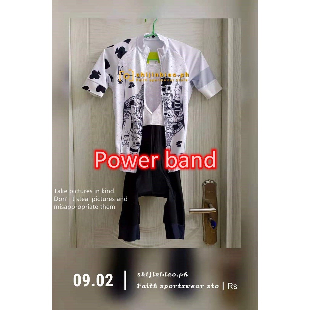 Jersey Bersepeda Lengan Pendek Pria Poker - Atasan Sepeda Putih Bernapas Cepat Kering Menyerap Kelem