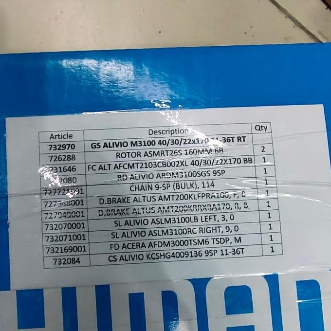 [ Sonlo ] Group Set Shimano Alivio M3100 Full Set Shimano Original