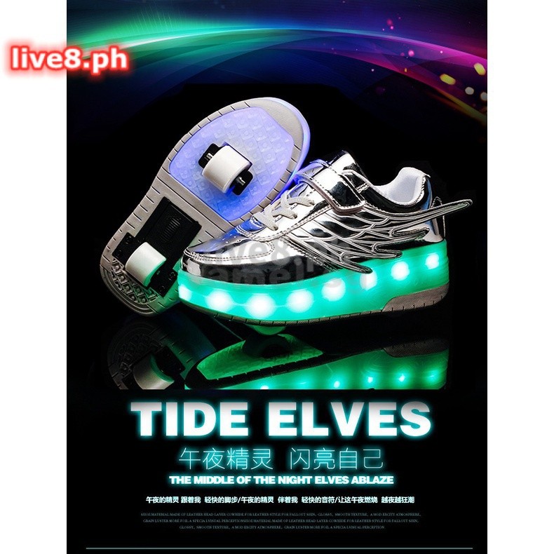 Live8.ph fashion anak-anak LED LED LED Light Shoes Anak-anak dewasa ultra-cahaya roller skate roda g
